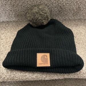CARHARTT: Black Rib-Knit
Winter Hat Cap Faux Fur Pom
Pom